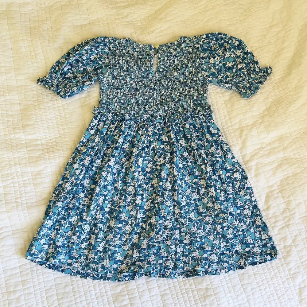 J.Crew Crewcuts Blue Floral Dress Girls Size 6 Cotton